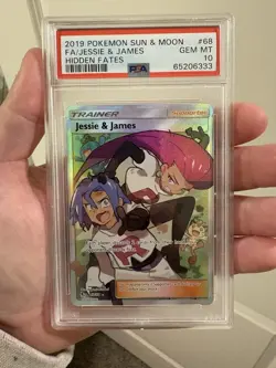 PSA 10 Pokemon Hidden Fates Jessie and James 68/68 Full Art Holo - Image 1