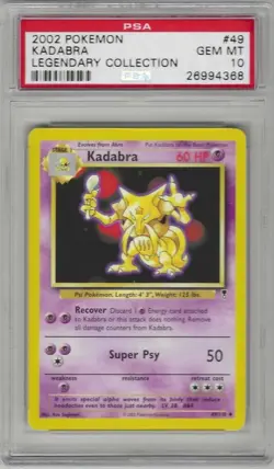 PSA 10 GEM MINT 2002 Pokemon Legendary Collection Kadabra #49/110 Uncommon 🔮 - Image 1