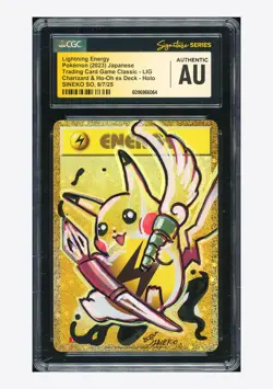 Pokemon CGC AUTO AUTH Lightning Energy Holo Pikachu Sineko So 2023 #LIG CLL JPN - Image 1