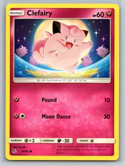 Clefairy 39/68 Hidden Fates Fairy Type Moon Dance Pound Pokemon TCG Collectible - Image 1