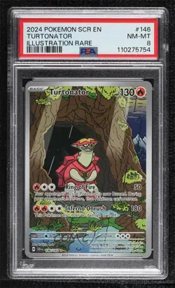 Turtonator Illustration Rare Pokemon SV07: Stellar Crown PSA 8 - Image 1