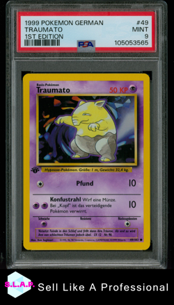 TRAUMATO 1ST EDITION POKEMON GERMAN 1999 49 PSA 9 - Image 1