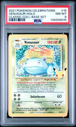 PSA 8 2021 POKEMON CELEBRATIONS CONFETTI HOLO VENUSAUR 15/102 - Image 1