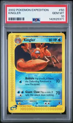 2002 POKEMON EXPEDITION #50 KINGLER PSA 10 - Image 1