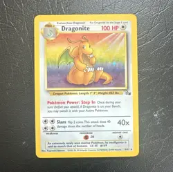 Pokemon Dragonite Fossil Holo Rare 4/62 100 HP Stage 2 Unlimited WOTC Card - Image 1