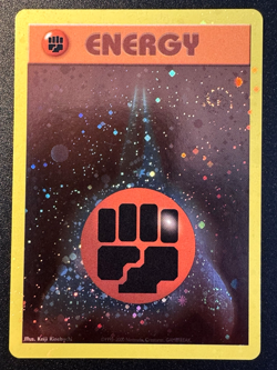 Fighting Energy WoTC League Promo Pokemon Card Cosmos Holo Rare Swirl Near Mint - Image 1