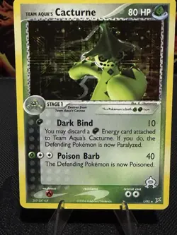 Team Aqua's Cacturne 1/95 Team Magma vs Team Aqua Rare Holo Pokemon Card TCG - Image 1
