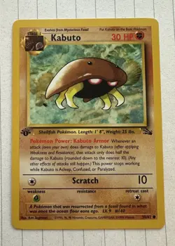 Pokemon Kabuto 50/62 Fossil 1st Edition Common Card 30 HP English - Image 1