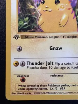 First Edition Shadowless Pikachu 58/102 Base Set Pokemon Card Rare HP - Image 5