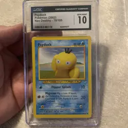 CGC 10 GEM MINT Psyduck 2002 Neo Destiny 79/105 Pokemon Card - Image 1