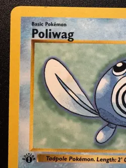 1st Edition Shadowless Poliwag 59/102 Base Set Pokemon Card Rare HP - Image 3
