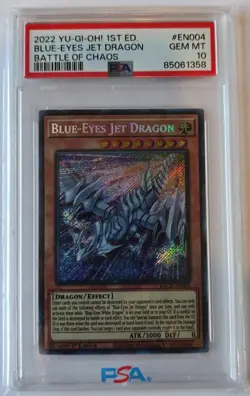 2022 YU-GI-OH! BACH-BATTLE OF CHAOS 1ST ED #EN004 BLUE-EYES JET DRAGON PSA 10 - Image 1
