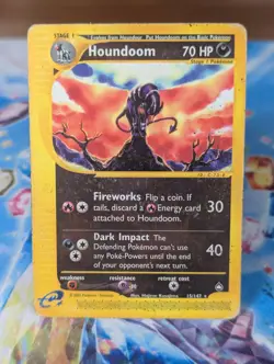 Houndoom 015/147 Aquapolis Regular Non-Holo Rare Pokemon TCG E-reader HP 1/10U - Image 1