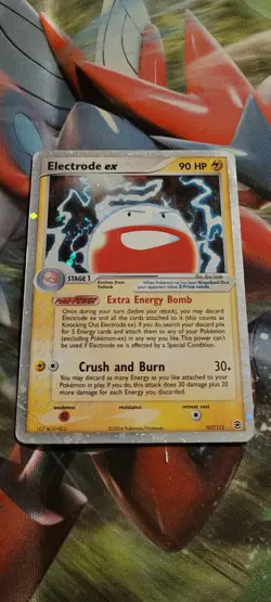 Pokemon TCG Electrode EX (W/SWIRL!) Fire Red & Leaf Green 107/112 Holo Foil Card - Image 1