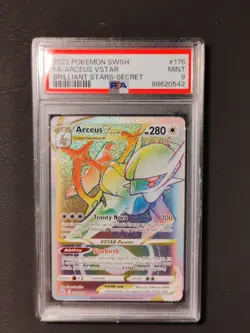 2022 Pokemon SWSH Brilliant Stars Arceus Vstar #176 Secret Rare PSA 9 MT - Image 1
