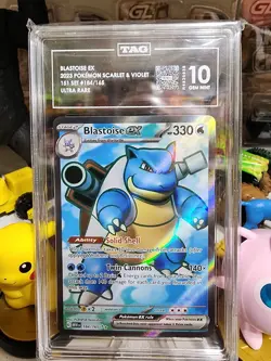 Pokemon TCG 151 Scarlet &Violet Blastoise EX Full Art 184/165 Ultra Rare TAG 10 - Image 1