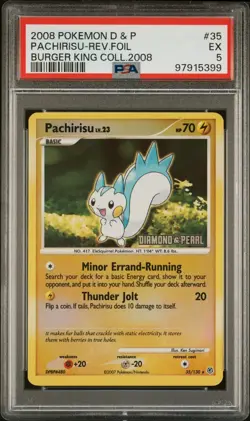 2008 POKEMON DIAMOND & PEARL #35 PACHIRISU-REVERSE FOIL BK COLLECTION PSA 5 - Image 1