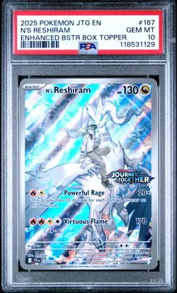 2025 POKEMON JTG EN-JOURNEY TOGETHER #167 N'S RESHIRAM PSA 10 - Image 1