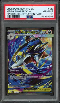 2025 Pokemon Phantasmal Flames Mega Sharpedo EX 127/094 PSA 10 Gem Mint SIR - Image 1