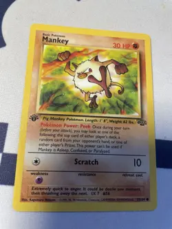 Mankey 55/64 Common Jungle Pokemon 1st Edition LP - Image 1
