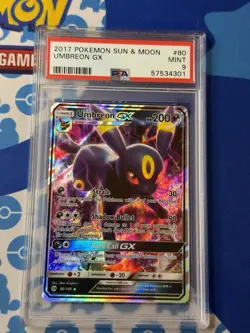 2017 POKEMON SUN & MOON #80 UMBREON GX PSA 9 - Image 1