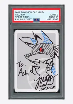 Pokemon PSA 9 AUTO 10 Spare Card Lucario Hico Kim 2019 Old Maid JPN - Image 1