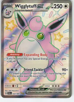 Wigglytuff ex 222/091 Shiny Ultra Rare Holo SV: Paldean Fates NM Pokemon - Image 1