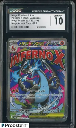 2025 Pokemon Japanese m2a Mega Attack Rare #223 Mega Charizard X ex CGC 10 - Image 1