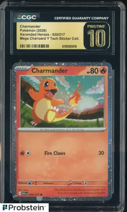 2026 Pokemon ASC EN Charizard Y Tech Sticker #020 Charmander CGC 10 PRISTINE - Image 1