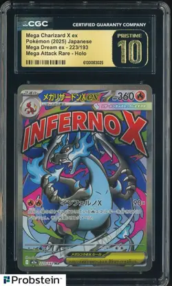 2025 Pokemon Japanese m2a Mega Attack Rare Mega Charizard X ex CGC 10 PRISTINE - Image 1