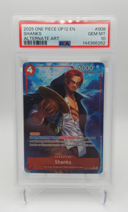 PSA 10 Shanks Alt. Art OP12-008 - Legacy of the Master - One Piece TCG - English - Image 1
