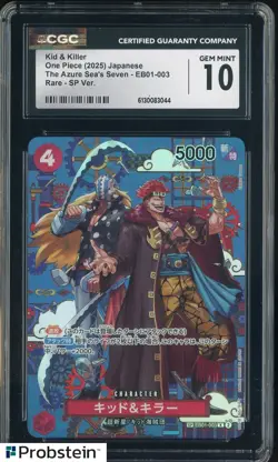2025 One Piece Japanese The Azure Sea's Seven SP Kid & Killer CGC 10 GEM MINT - Image 1
