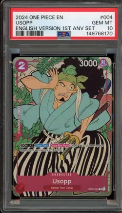 One Piece CCG Usopp 1st Anniversary Set English OP01-004 PSA 10 Gem Mint - Image 1