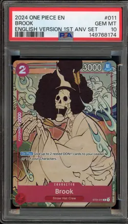 One Piece CCG Brook 1st Anniversary English ST01-011 PSA 10 Gem Mint - Image 1