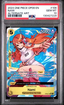 2024 ONE PIECE OP08-TWO LEGENDS ALTERNATE ART #106 NAMI PSA 10 - Image 1