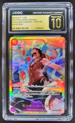 2025 ONE PIECE JP MONKEY D. LUFFY SECRET RARE 25TH EB02-061 CGC 10 PRISTINE RC7 - Image 1