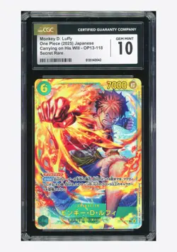 One Piece CGC 10 PRISTINE Monkey D. Luffy SEC 2025 OP13-118 OP13 Japanese - Image 1