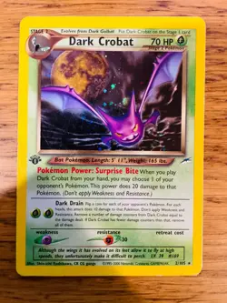 1st Edition Dark Crobat (2/105) Holo Neo Destiny Set Pokemon Card! FREE P&P! - Image 1