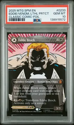 2025 MTG MARVEL'S SPIDER-MAN #0233 EDDIE BROCK/VENOM, LETHAL PROTECTOR PSA 10 - Image 1