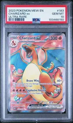PSA 10 GEM MINT CHARIZARD EX #183 Ultra Rare Full Art 2023 Pokemon Mew En-151 - Image 1