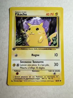 FRENCH Pikachu Base Set #058/102 1st Edition Common Pokemon Card - Image 1