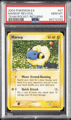 2004 POKEMON EX TEAM ROCKET RETURNS #67 MAREEP-REVERSE FOIL PSA 10 - Image 1