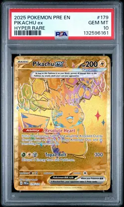2025 POKEMON PRE EN-PRISMATIC EVOLUTIONS HYPER RARE #179 PIKACHU EX PSA 10 - Image 1