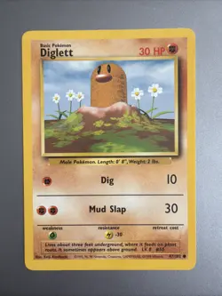 Diglett - Sideways Energy Misprint Error - Base Set - Pokemon - Vintage - 1999 - Image 1