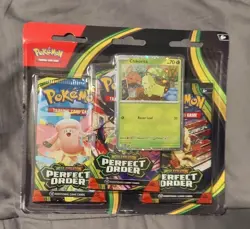 Pokemon TCG Lot Of (3) Perfect Order, 3 Pack Blister, Chikorita - Image 3