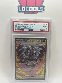 PSA 9 MINT Japanese Pokemon 2024 CS MASK OGERPON EX 216/187 SAR SV8a - Image 1