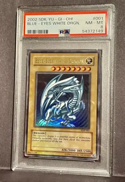 YUGIOH! PSA 8 2002 Blue-Eyes White Dragon SDK-001 Ultra Rare - Image 1