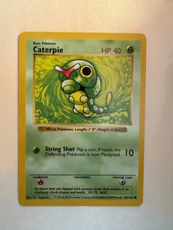 Pokemon Card - Caterpie Base Set (Shadowless) 45/102 Common - Image 1