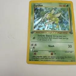 POKEMON CARD HOLO 1ST EDITION SCYTHER 10/64 JUNGLE 1999 WOTC HP/DMG SEE PICS - Image 2