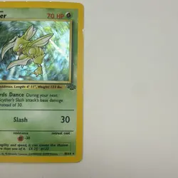 POKEMON CARD HOLO 1ST EDITION SCYTHER 10/64 JUNGLE 1999 WOTC HP/DMG SEE PICS - Image 4